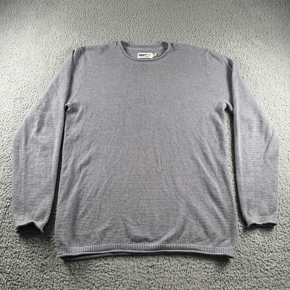 Wellen Huckberry Sweater Mens XL Gray Cotton Cashmere Waffle Knit Pullover - Picture 1 of 11
